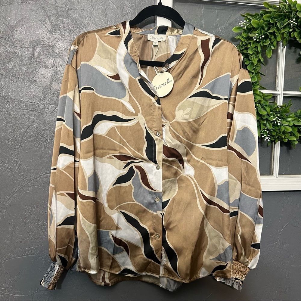 Chenault Women's Medium Multicolor Abstract Blouse NWT
